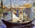 Claude Monet Travaillant sur son bateau à Argenteuil réalisme impressionnisme Édouard Manet